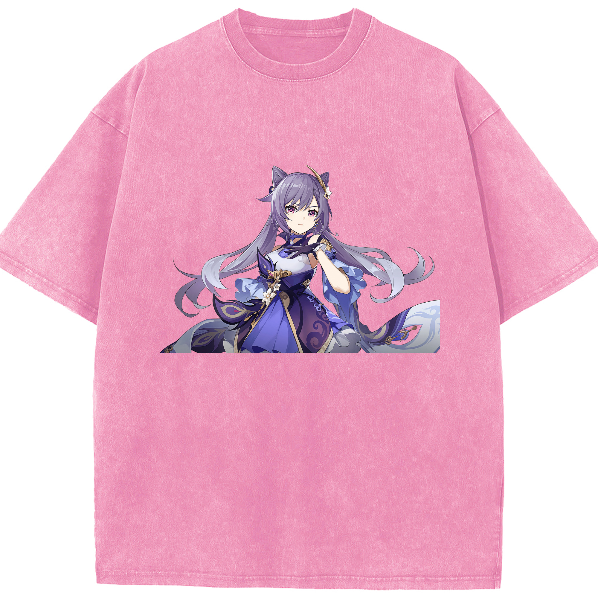 げんし神 刻晴 こくせい genshin Kokusei 綿100% ヴィンテージ風 半袖Tシャツ（フロントプリント）